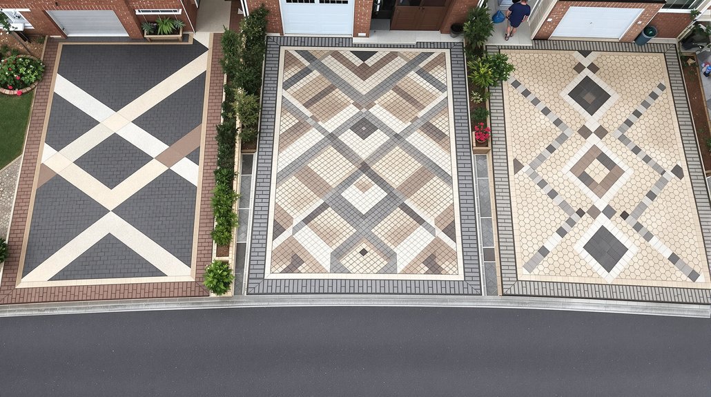 mixed geometric driveway designs