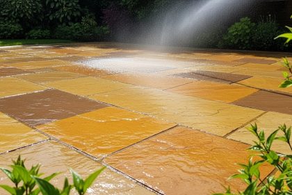 Pressure Cleaning Indian Sandstone Patios In Lincoln
